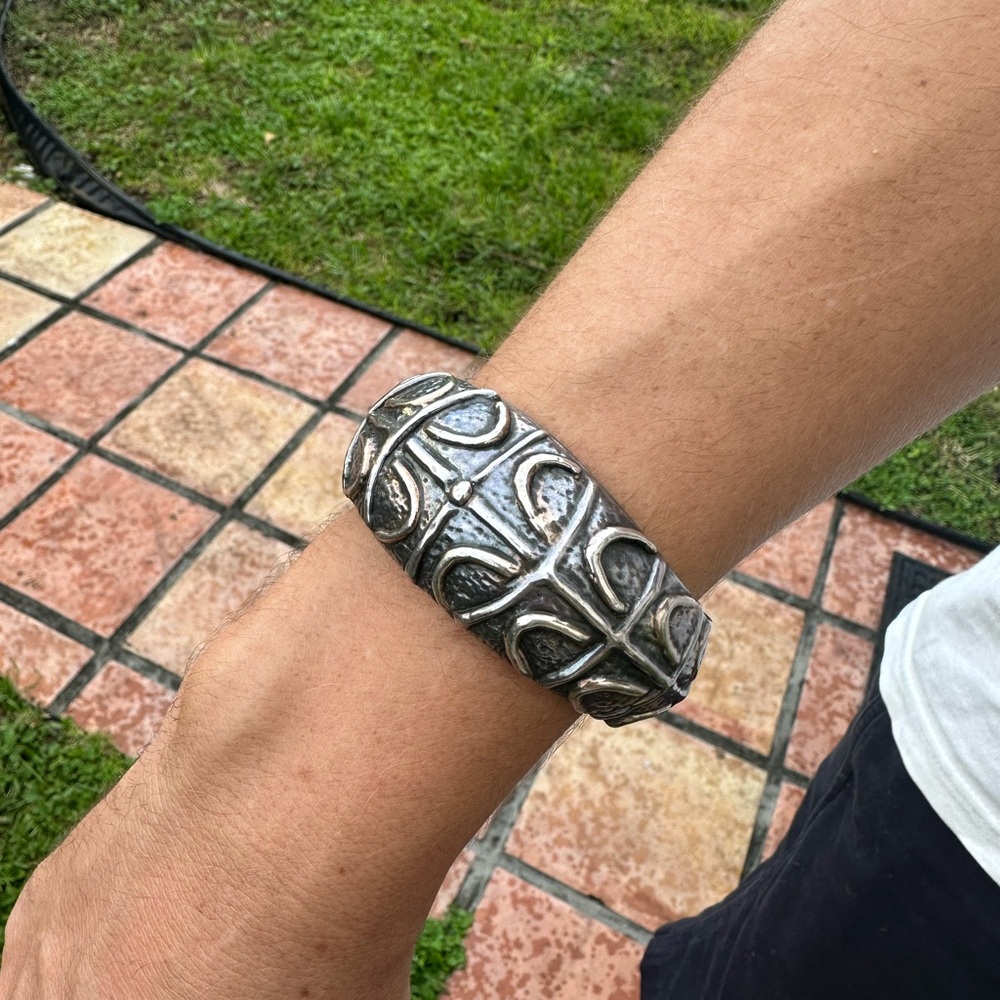Brutalist Sterling Silver 925 Electroform Cuff Bracelet
